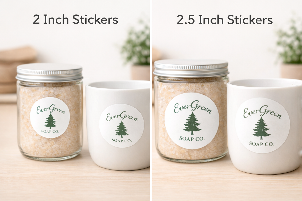 2 Inch Stickers Example Size 2 Inch vs 2.5 Inch Stickers: Which Size Works Best on Small Business ...